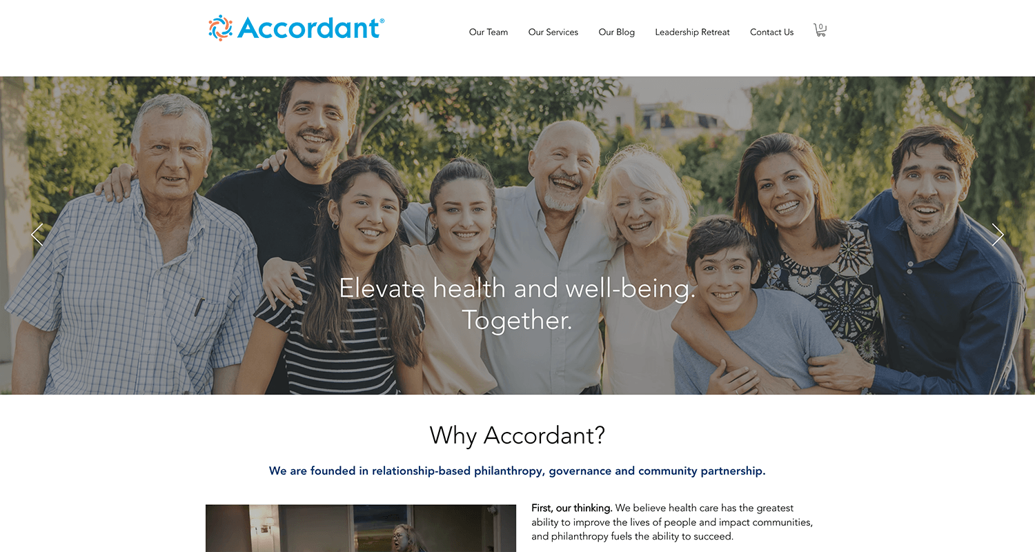 Screenshot of Accordant's homepage