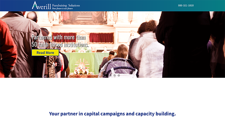 Screenshot of the Averill Fundraising Solutions homepage