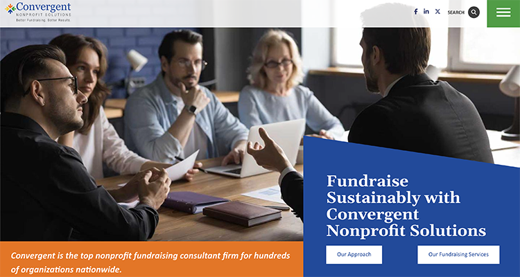 Screenshot of the Convergent Nonprofit Solutions homepage