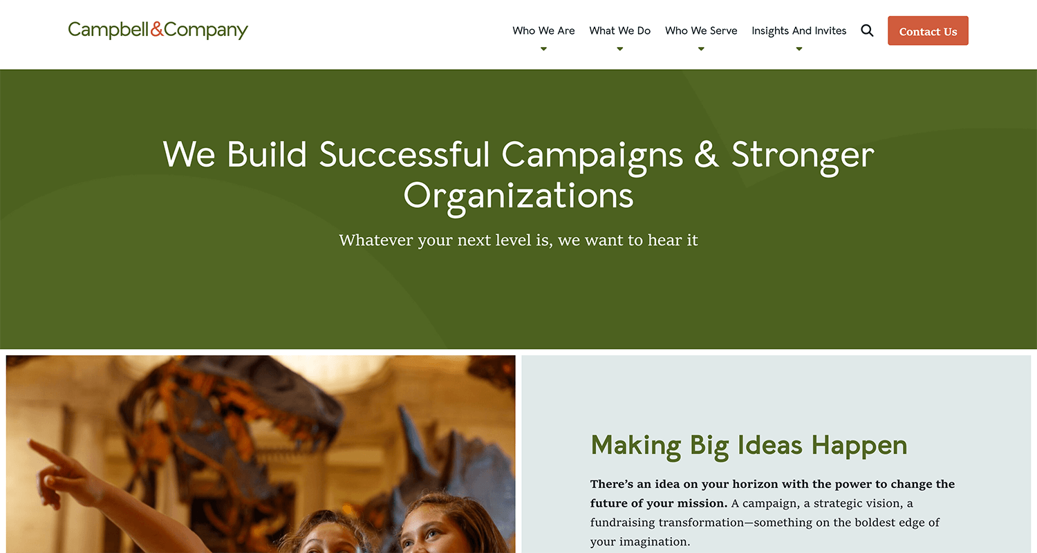 Screenshot of Campbell & Company homepage