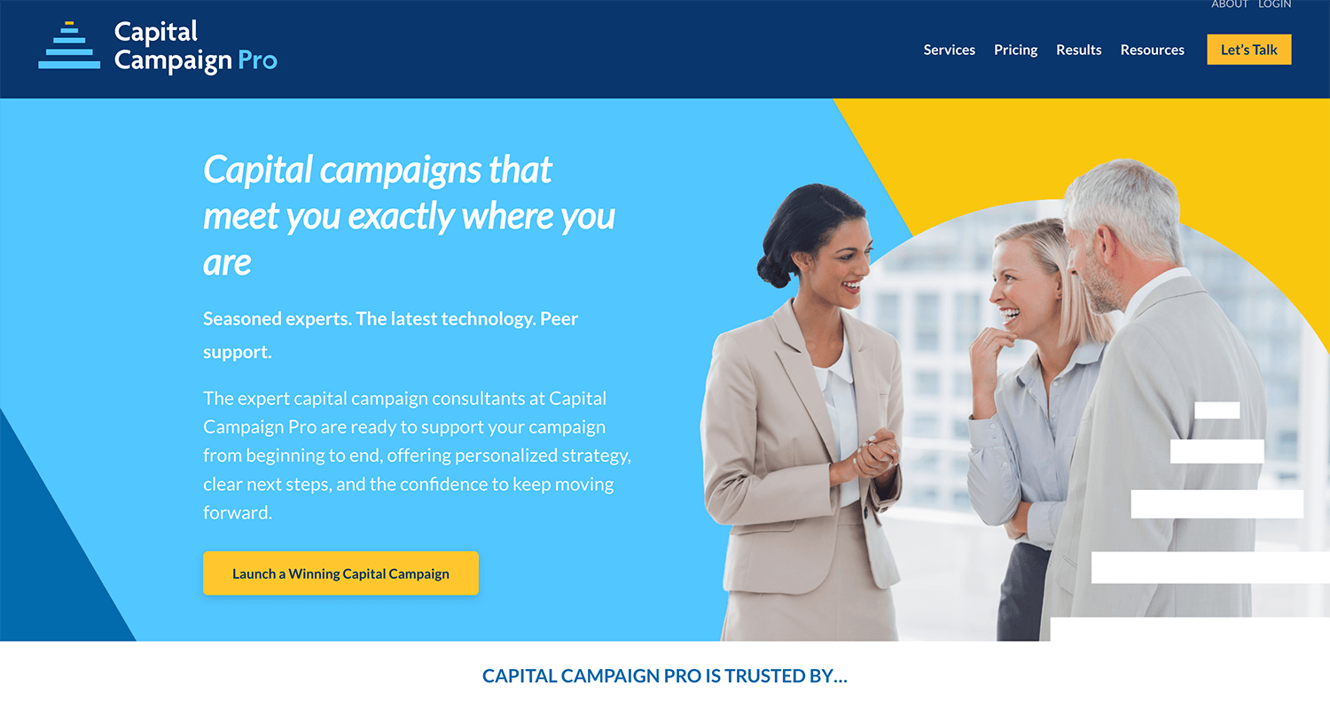 Screenshot of Capital Campaign Pro homepage
