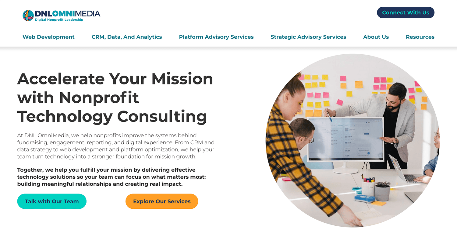 Screenshot of DNL OmniMedia's homepage