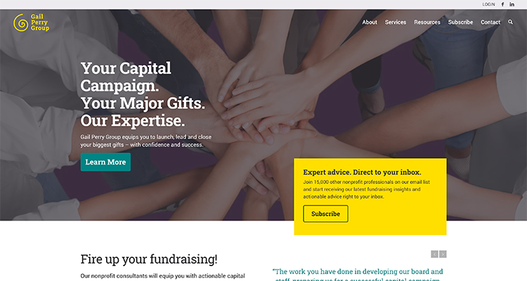 Screenshot of the Gail Perry Group homepage