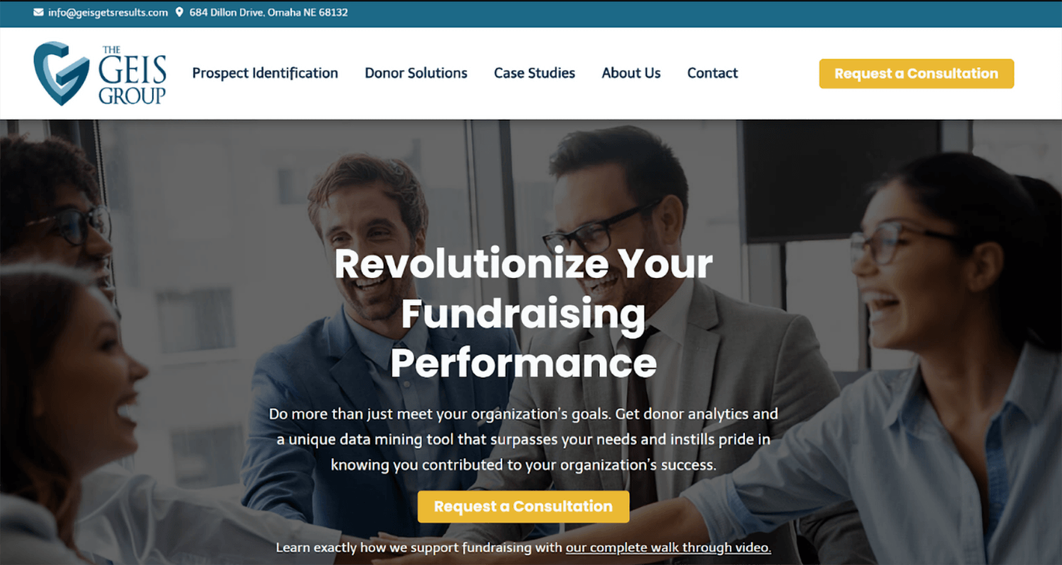 Screenshot of The Geis Group's homepage