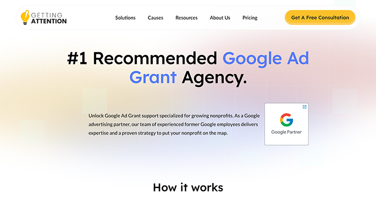 Screenshot of the Getting Attention homepage