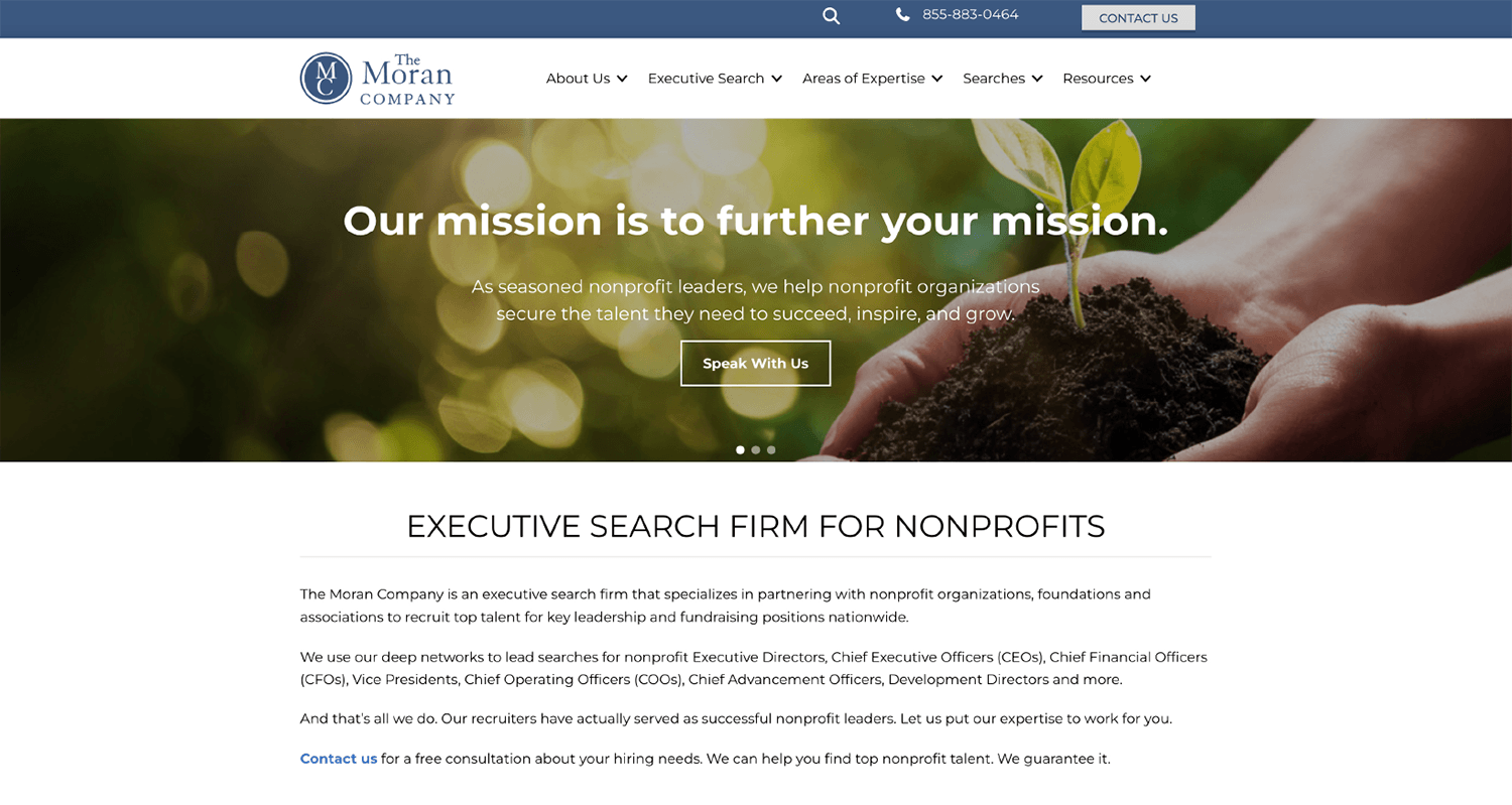 Screenshot of The Moran Company's homepage