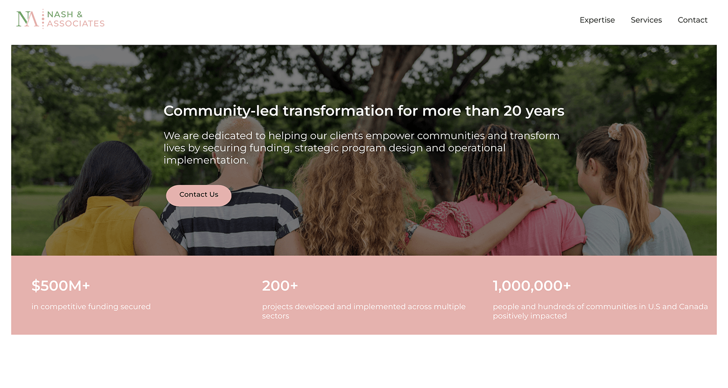 Screenshot of the Nash & Associates homepage