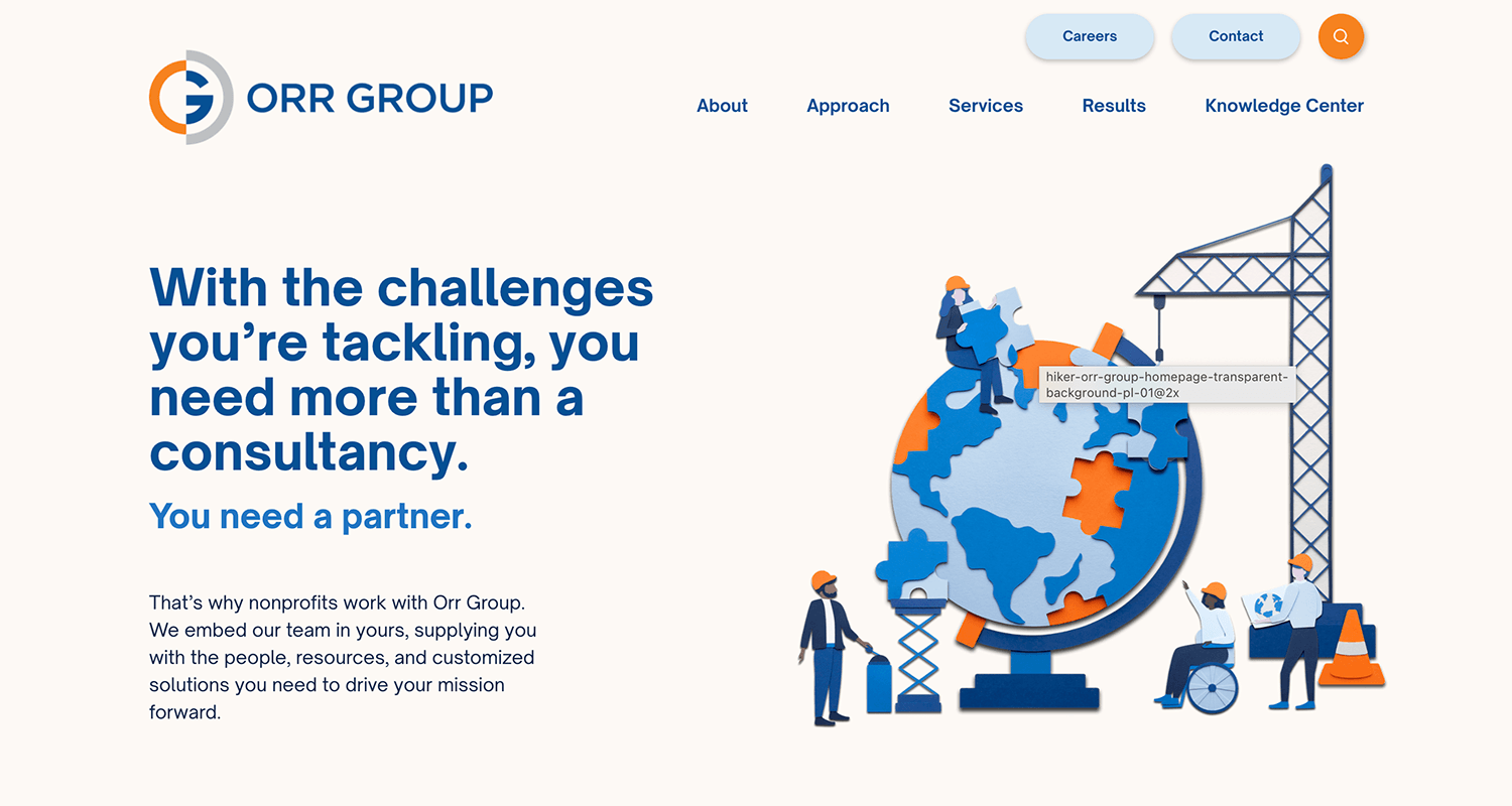 Screenshot of Orr Group's homepage