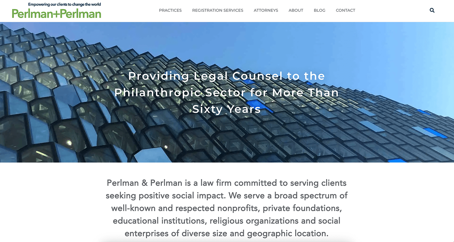 Screenshot of Perlman & Perlman's homepage