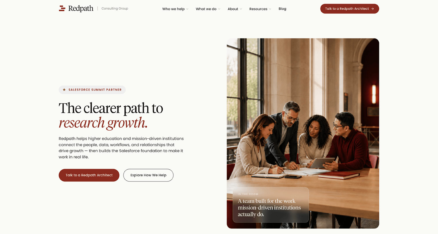 Screenshot of Redpath Consulting Group's homepage