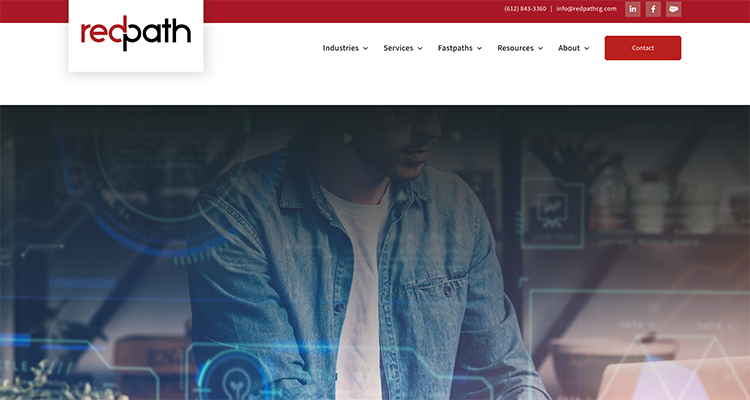 Screenshot of the Redpath homepage