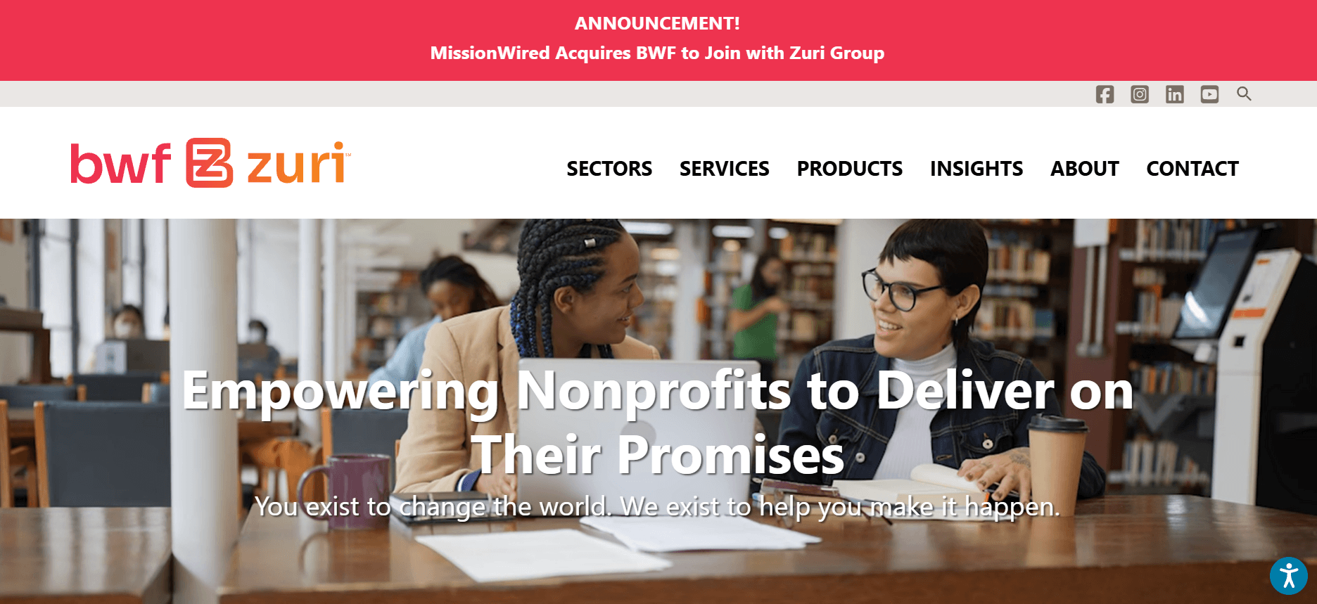 A screenshot of BWF Zuri's homepage