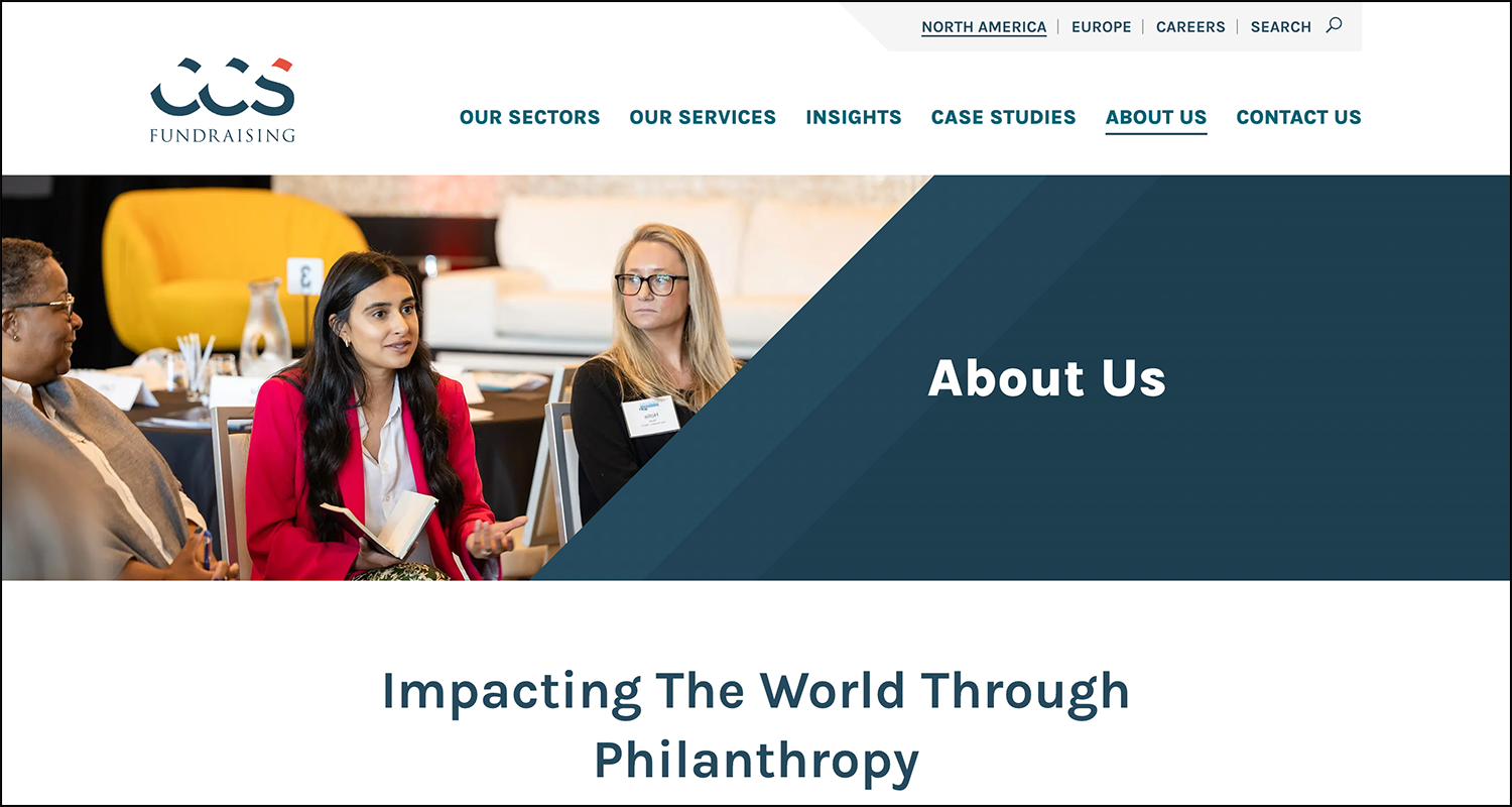 Screenshot of the CCS Fundraising homepage