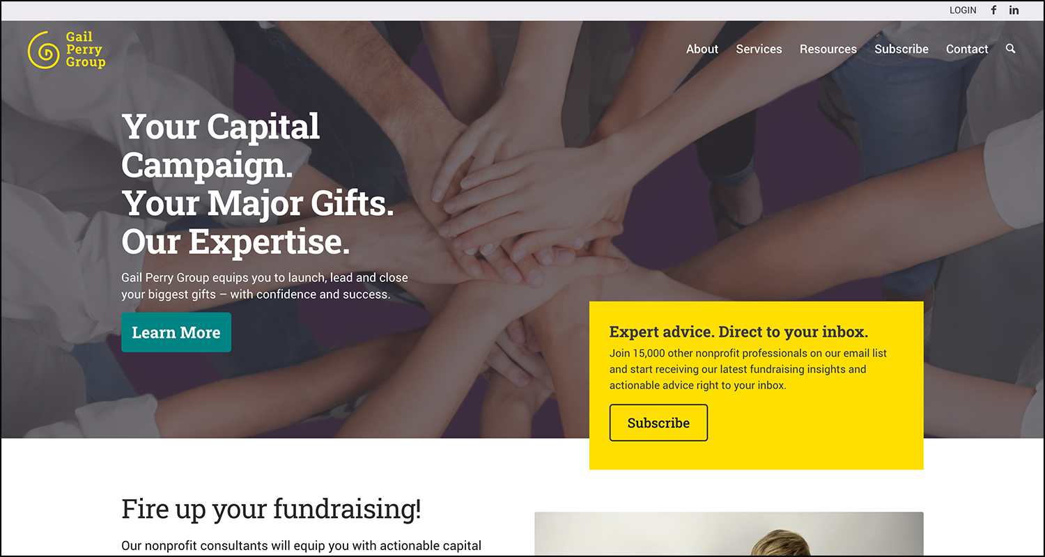 Screenshot of the Gail Perry Group homepage