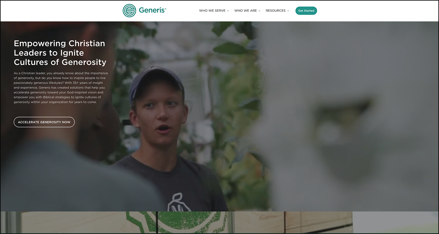 Screenshot of the Generis homepage