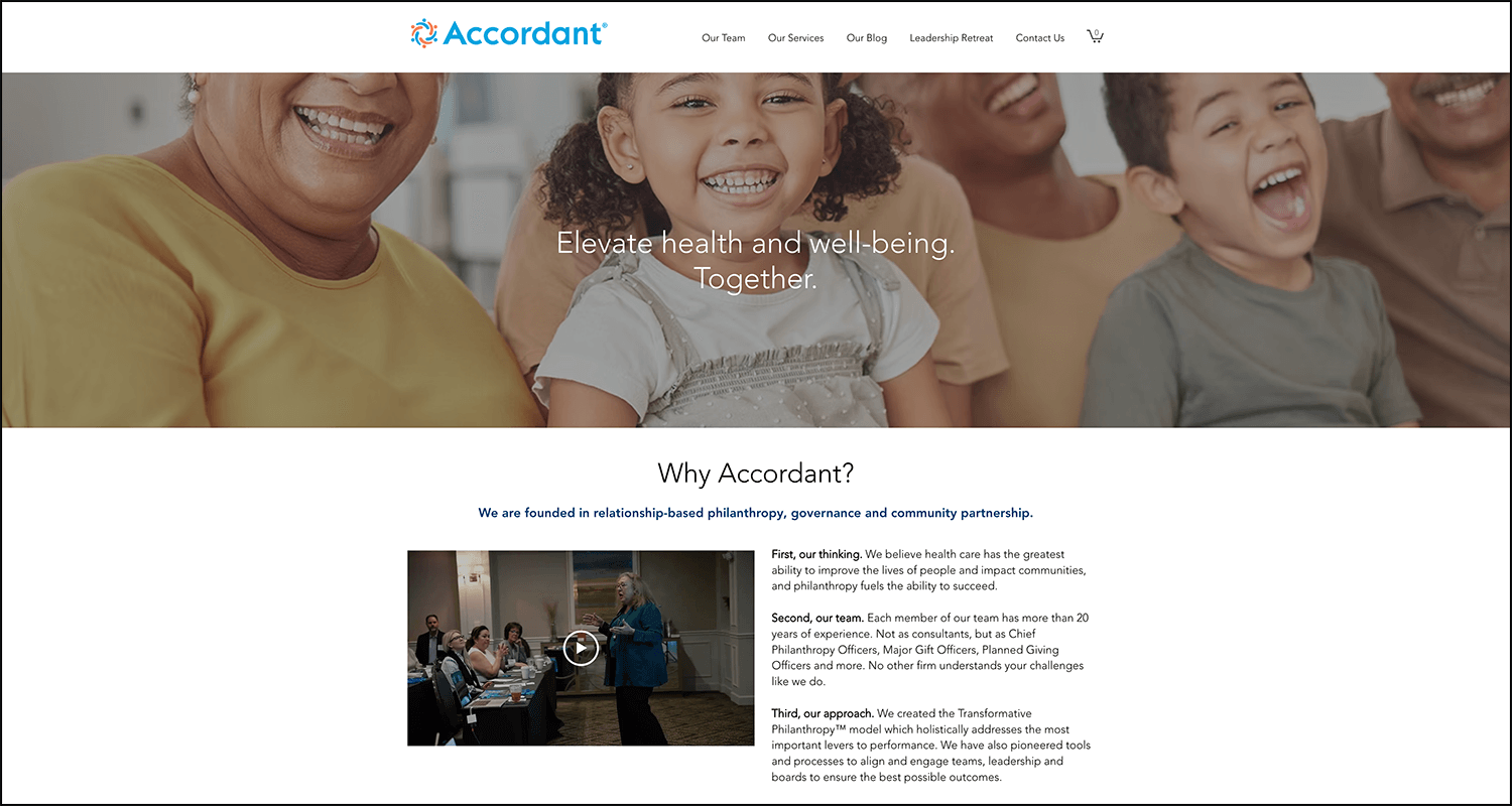 Screenshot of the Accordant homepage