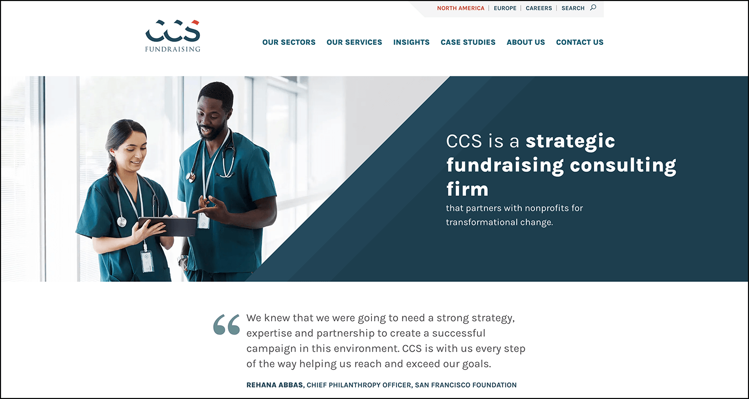 Screenshot of the CCS homepage