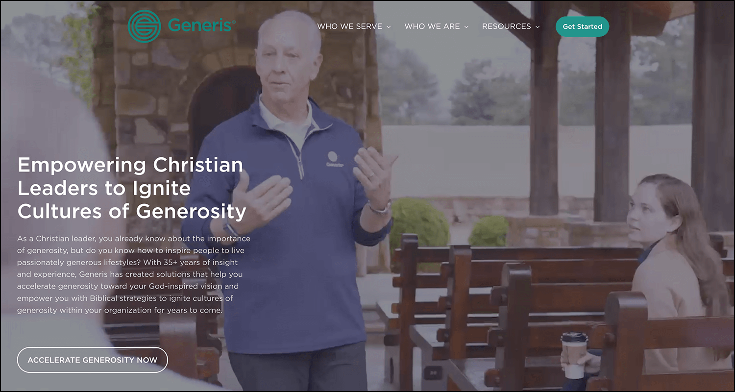 Screenshot of the Generis homepage