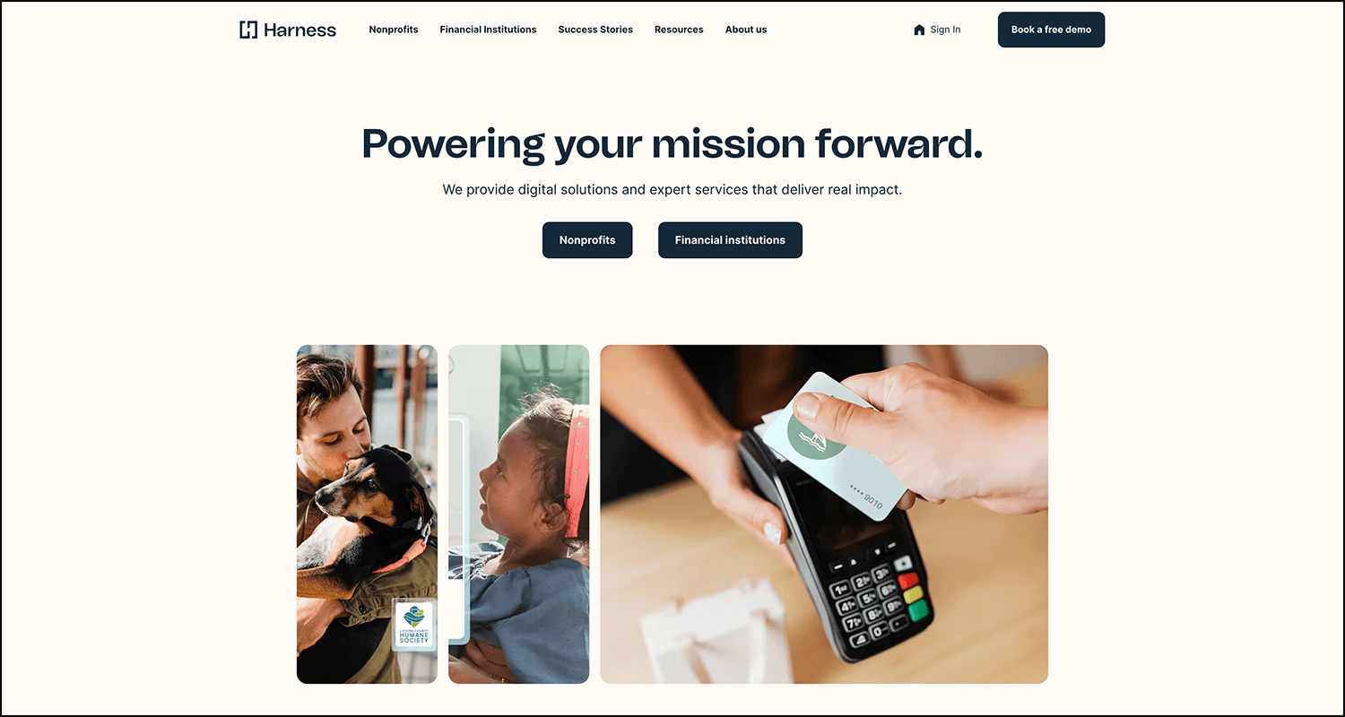 Screenshot of the Harness homepage