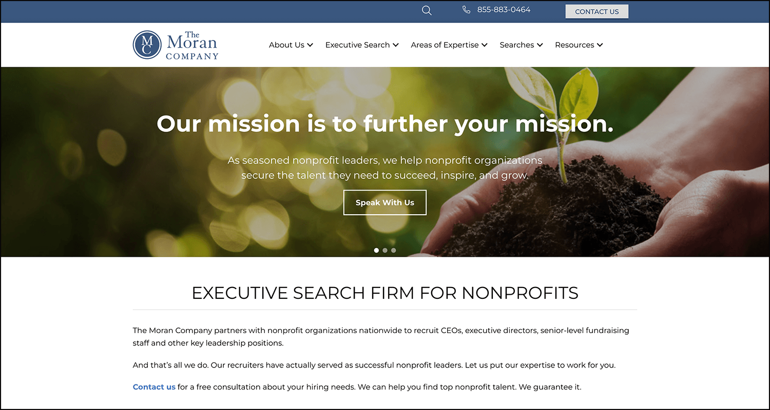 Screenshot of the Moran Company’s homepage