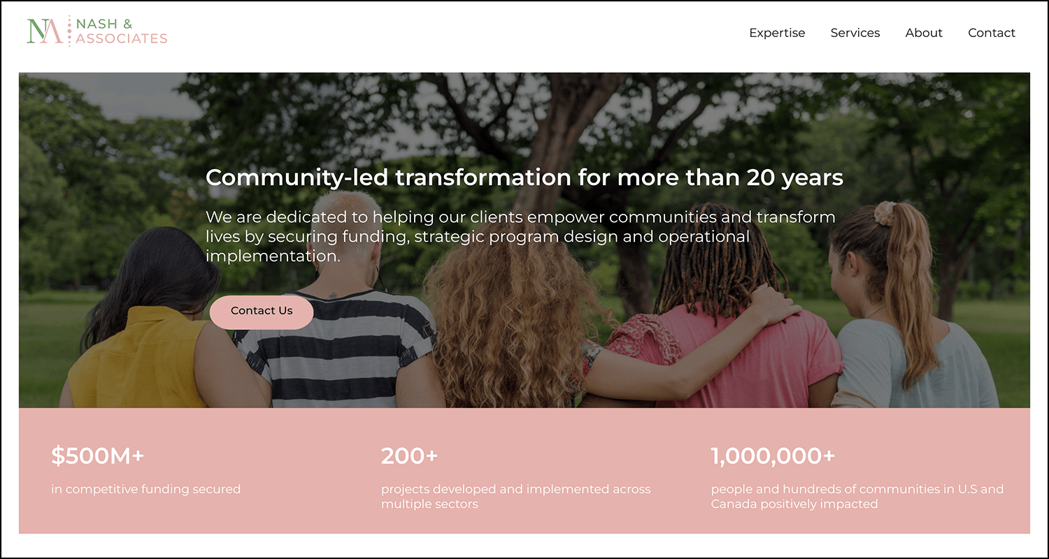 Screenshot of the Nash and Associates homepage