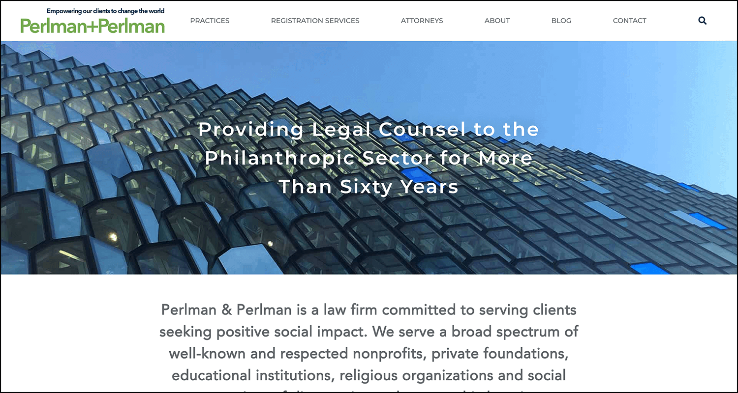 Screenshot of the Perlman & Perlman homepage