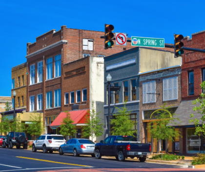 Picture of an attractive downtown building with improvements from a capital campaign
